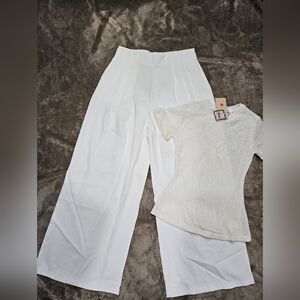 & Other Stories White Wide Leg Pants